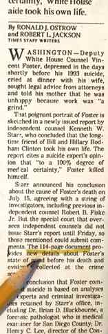 L.A. Times on VInce Foster Report